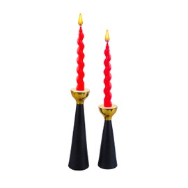 Black & Gold Set of 2 Candle Stick Candle Holders - Gold Taper Candle Holders - Decorative Candlestick Holder for Homes, Hotels, Dinning, Fits 3/4 inch Thick Candles