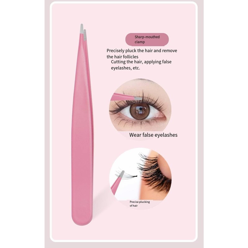 HIGHROCK Eyebrow Tweezers Set, Stainless Steel Slant and Pointed Tips,