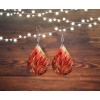 Twisted R Design Phoenix Red Earrings Wood Tear Drop Dangle