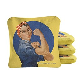 ACA Synergy Pro Professional Cornhole Bags Dual Sided Regulation 6x6 Set of 4 Retro Rosie We Can Do It