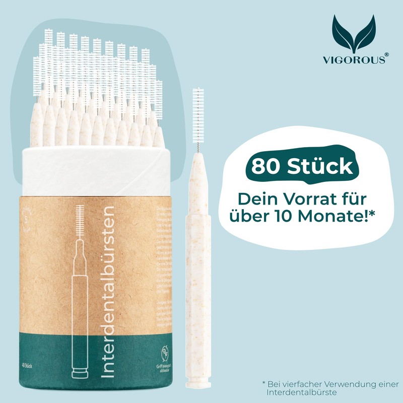 VIGOROUS® Pack of 80 Sustainable Interdental Brushes - ISO 3,