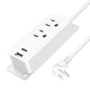 Flat Plug Power Bar with USB C, 6FT Extension Cord,