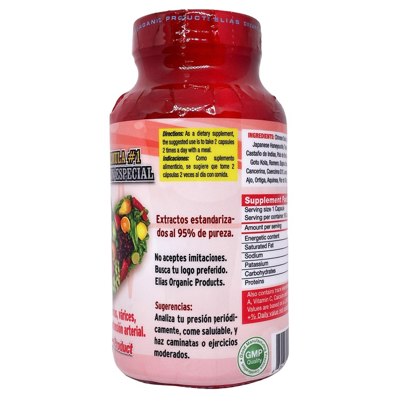Elias Organic Products Presion Alta Chinese Salvia Gynostemma AJO Castno