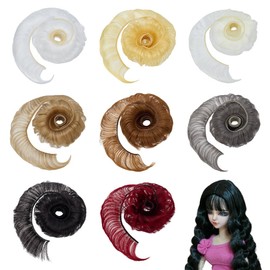 FINGERINSPIRE 8 Pcs Short Straight Doll Hair 38.5x1.9inch High Temperature Fiber Dolls Hair Bang Curly Hair Wig Neat Bangs Wigs for Doll Making Kit DIY Handmade (Suitable for Bangs)