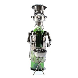 BBQ Barbecue Chef Metal Wine Bottle Holder Character