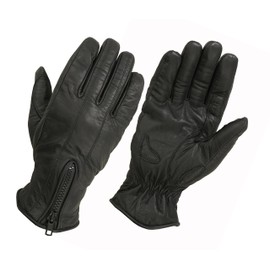Hugger Ladies Lightly Lined Water Resistant Leather Motorcycle or Driving Glove (Large, Black)