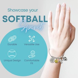 Infinity Collection Softball Bracelet- Never Give Up Softball Jewelry -Gift for Softball Player, Team and Coaches Gifts