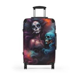 Custom Print Suitcase - Size: Small, Color: Black