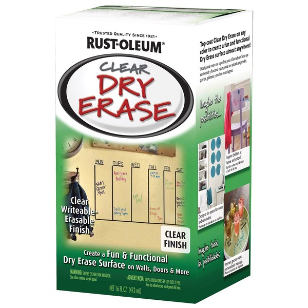 Rust-Oleum 284637 Specialty Dry Erase Brush-On Paint Kit, Clear 16 Ounce