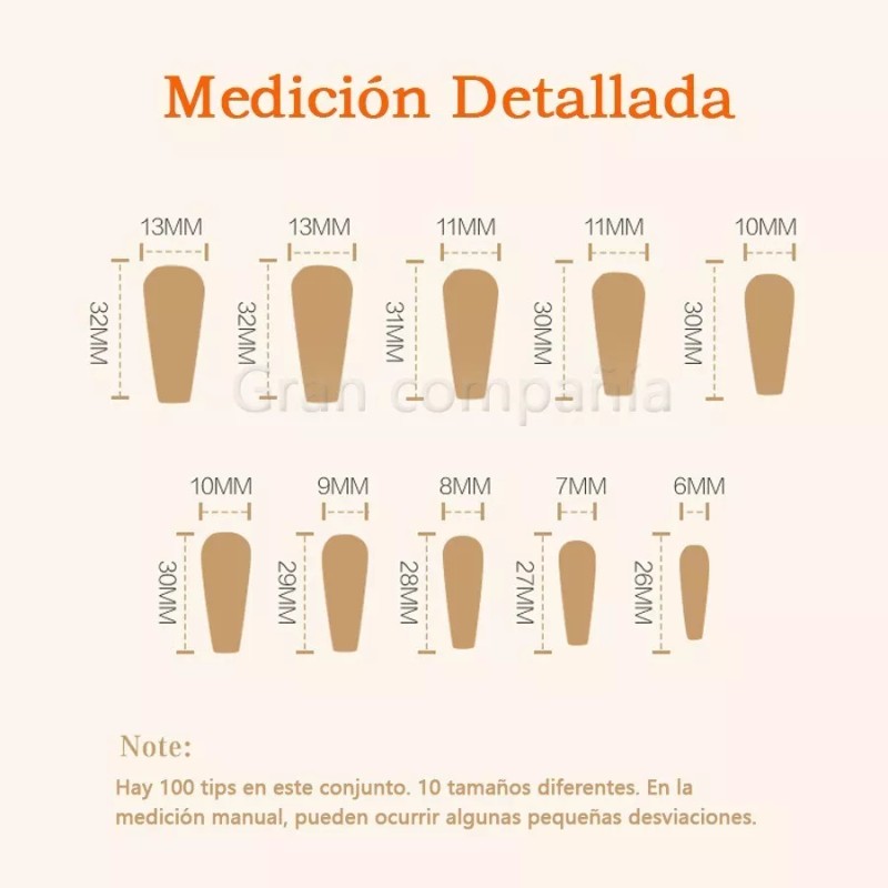 Dolores 100 Tips Uñas Postizas Adheribles Nails Art Coffin Ballerina