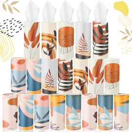 Maxcheck 20 Pack Boho Car Tissues Cylinder with 3 Ply Facial Tissues, Travel Round Tissue Holders, Bulk Round Tissue Boxes for Car Tissue Box Holder Tissue Container Tubes for Home Bathroom Office