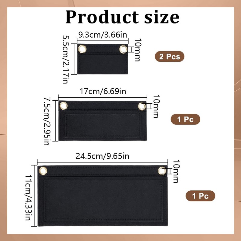 DELORIGIN Pack of 4 Purse Organiser Insert with Eyelet Pocket