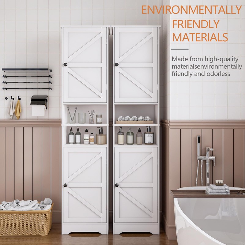 Viaozutis Tall Bathroom Cabinet, Storage Cabinet with 2 Doors &