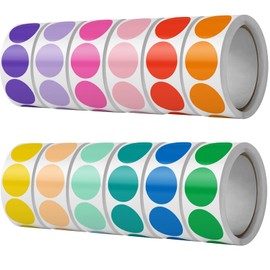 6000 PCS 1" Colored Dot Stickers Circle Color Coding Labels, 12 Color Style Colorful Coding Label Sticker for Garage Sale, Office, Student Classroom (6000Pcs, 12 Colors)