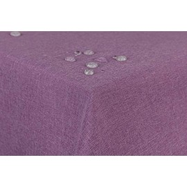 First-Tex Tablecloth Linen Look Lotus Effect with Straight Hem Edge 130 x 220 Square Purple