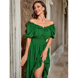 Abaowedding Renaissance Dress Women Medieval Dress Victorian Maxi Dress Green X-Large