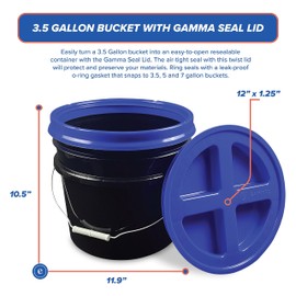 ePackageSupply, 3.5 Gallon Black Bucket with Black Gamma Screw on Lid (Pack of 1), Food Grade Storage, Premium HPDE Plastic, BPA Free, Durable 90 Mil All Purpose Pail, Made in USA