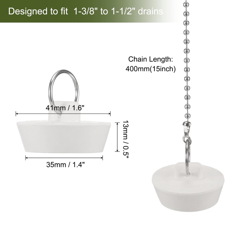 sourcing map 2 Pcs Tub Stoppers, Rubber Bathtub Stoppers 1-3/8"