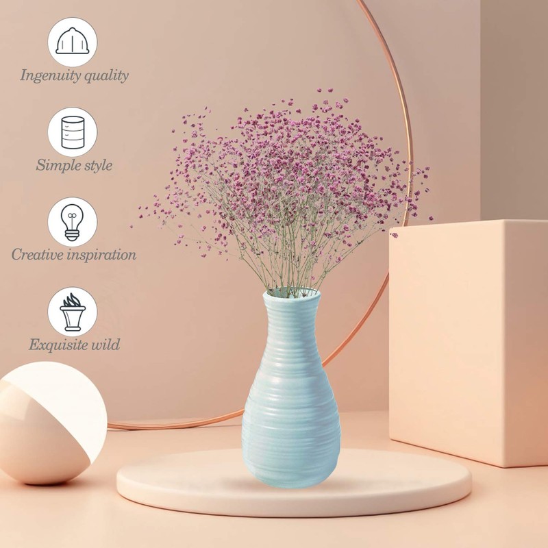 Unbreakable Vase for Flowers, Ceramic Look Plastic Vase for Home