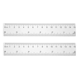 HARFINGTON 2pcs Clear Plastic Ruler 15cm (0.59 Inch) Metric Inch Straight End Ruler with Black Scale Mark for Classroom Home Office