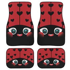 Forchrinse Cartoon Ladybug Car Floor Mats for Women Men 4 Pieces,All Weather Automotive Floor Mats for Cars Trucks SUV