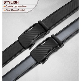 KEMISANT Mens Ratchet Belt 2 Units,Sliding Belt For Gift Mens Dress Casual 1 3/8",Size Adjustable(Black/Dark Gray,30"-36"Waist Adjustable)