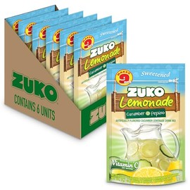ZUKO Cucumber Instant Powder Drink, Family Pack, No Sugar Needed, 14.1 Oz (Pack of 6)