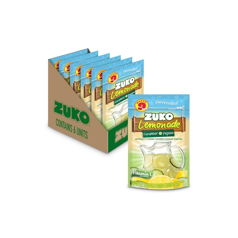 ZUKO Cucumber Instant Powder Drink, Family Pack, No Sugar Needed,