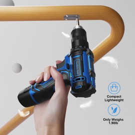 Cordless Drill Set,12V Power Drill Driver 3/8" Keyless Chuck with 42 Acessories, Built-in LED Light, 25+1 Position, Electric Drill for Home DIY Projects（Blue）