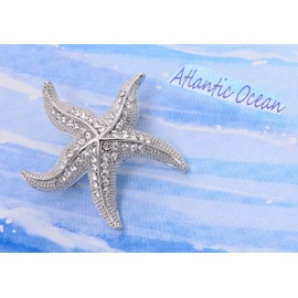 OBONNIE Broche de perlas de estrella de mar de cristal austriaco para mujer, Metal Metal Cristal