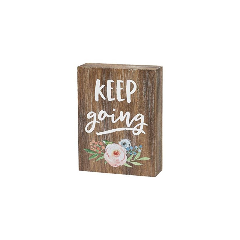 Inspirational Wood Grain Mini Block Sign, 4" (Keep Going)