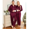 SWOMOG Couples Satin Pajamas Set Mens Matching Silk Long Sleeve