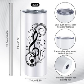 Sieral 3 Pcs Women Music Gift Set for Music Lover Tote Bag Makeup Bag Tumbler for Christmas Teacher Appreciation Gifts