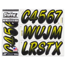 STIFFIE Whipline Jade/Black 3" Alpha-Numeric Registration Identification Numbers Stickers Decals for Boats & Personal Watercraft