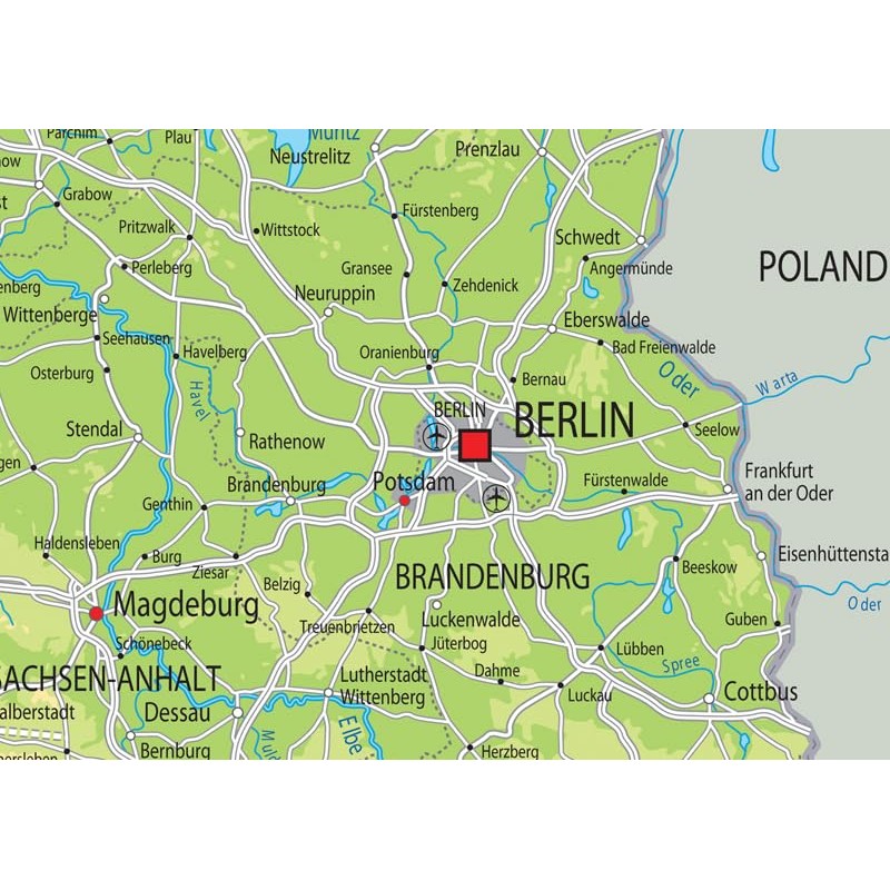Germany Physical Map - 16.5 x 23.3 inches - Paper