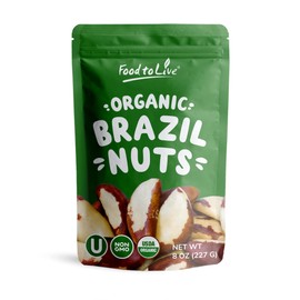 Organic Brazil Nuts, 8 Ounces – Non-GMO, Raw, Whole, No Shell, Unsalted, Kosher, Vegan, Keto, Paleo Friendly, Bulk, Good Source of Selenium, Low Sodium and Low Carb Food, Trail Mix Snack