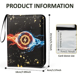 Card Binder Storage, 400 Card Capacity Collection Album with Zipper & Wrist Strap, Waterproof PU Leather Card Holder - Trading Card Albums Collection Binder for Kids Adult Gifts (Black Blue& Red)