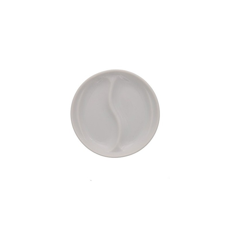 Tableware East Divider Dish Small Snack Plate 2 Dividers White