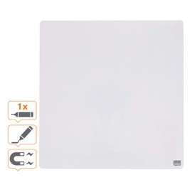 Nobo Mini Magnetic Whiteboard Coloured Tile, Frameless, Dry Wipe, Easy Clean, Wall Mountable, Home/Office, 360 x 360 mm, White, 1903802