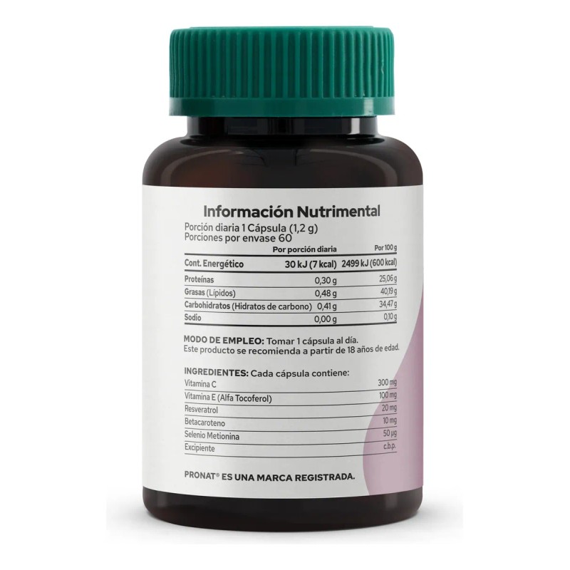 Antioxidante Con Resveratrol (60 Caps) Pronat Resveratrol