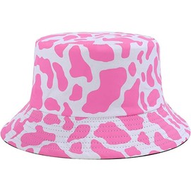 YAHOMI Unisex Print Reversible Bucket Hat Beach Sun Hat Aesthetic Fisherman Hat Cap for Men Women Teens (Pink Cow)
