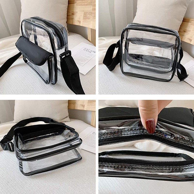 Enkrio Clear Bag, Transparent Bag, Crossbody Bag, Lightweight, PVC Material,