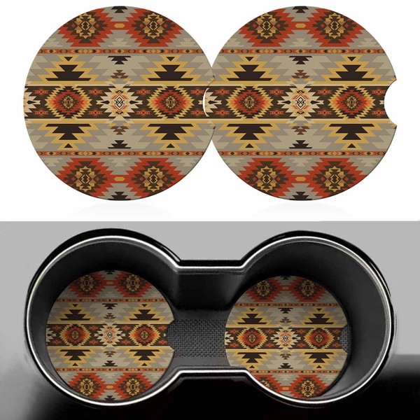 Geometric Pattern Car Coasters for Cup Holders American Style Aztec
