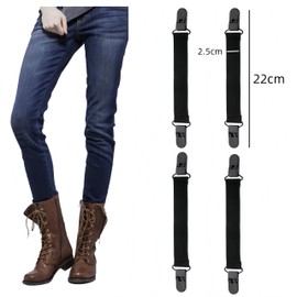Ai-OUMLEEF Adjustable Boot Straps Clips, 4 Pcs Boot Straps for Cowboy Boots, Adjustable Elastic Clamp for Pants for Women and Men Riding Motorcycle Mitten Pants(Black)