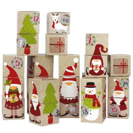 Papierdrachen DIY Advent Calendar Box Set – Design Animals Celebrate Christmas – 24 Colourful Boxes Made of Cardboard to Set-up and Fill – 24 Boxes – Christmas