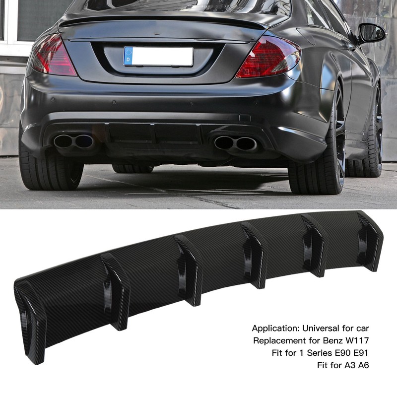 93cm Rear Bumper Diffuser Carbon Fiber Pattern Sporty Style Shark