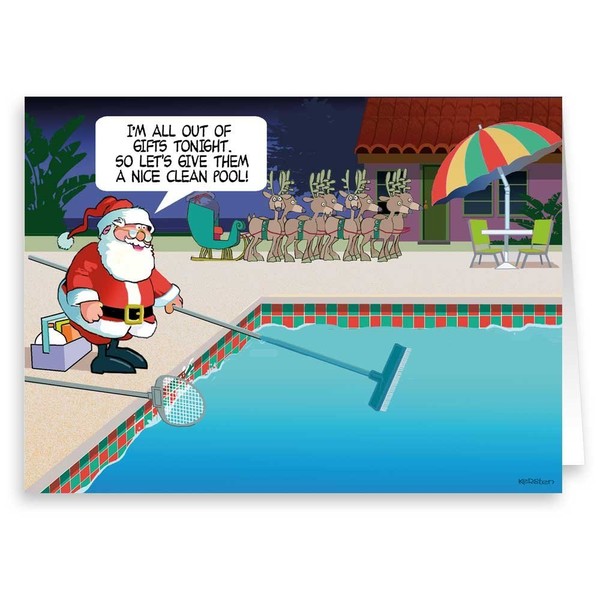 Pool Theme Holiday Card - 18 Swimming Pool Christmas Cards & Envelopes (Standard)
