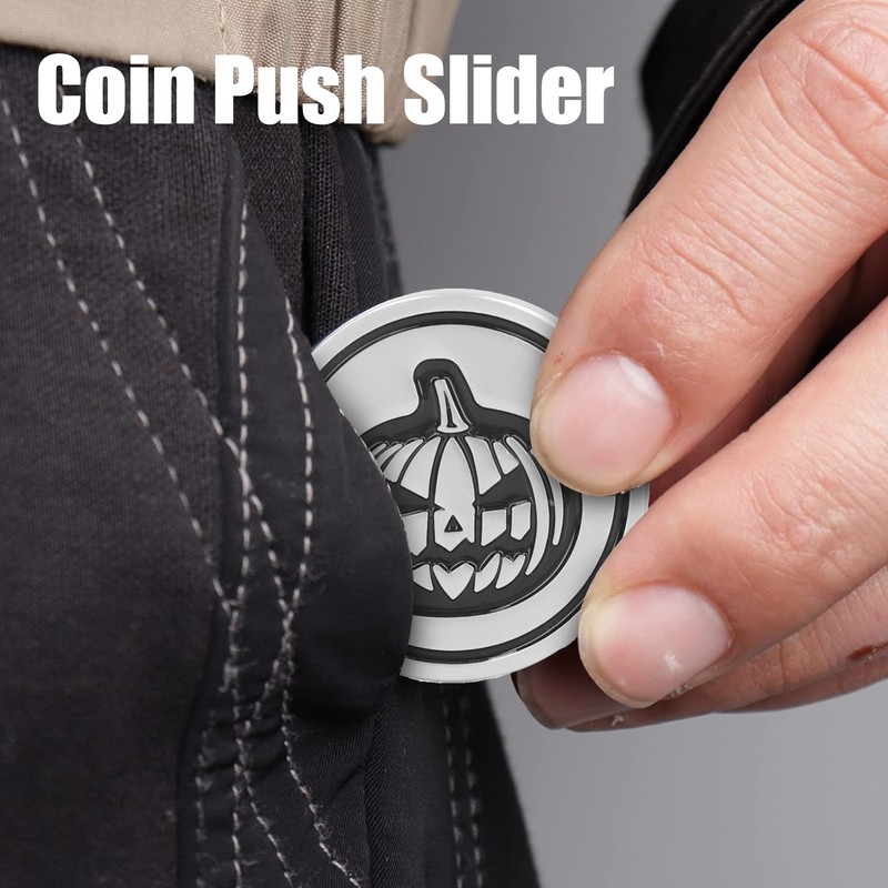 Pumpkin Coin Slider Pumpkin Pattern Push Slider Toy Zinc Alloy