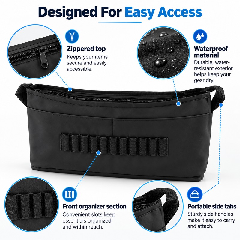 Golf Push Cart Accessory Bag for On-Course Storage – Waterproof
