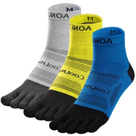 OrrinSports Toe Socks for Men Women Coolmax Running Socks 3 Pairs Athletic Breathable Five Finger Socks